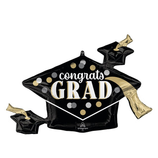 Congrats Grad' Hats Supershape Foil Balloon, 35 Inches, 1 Count