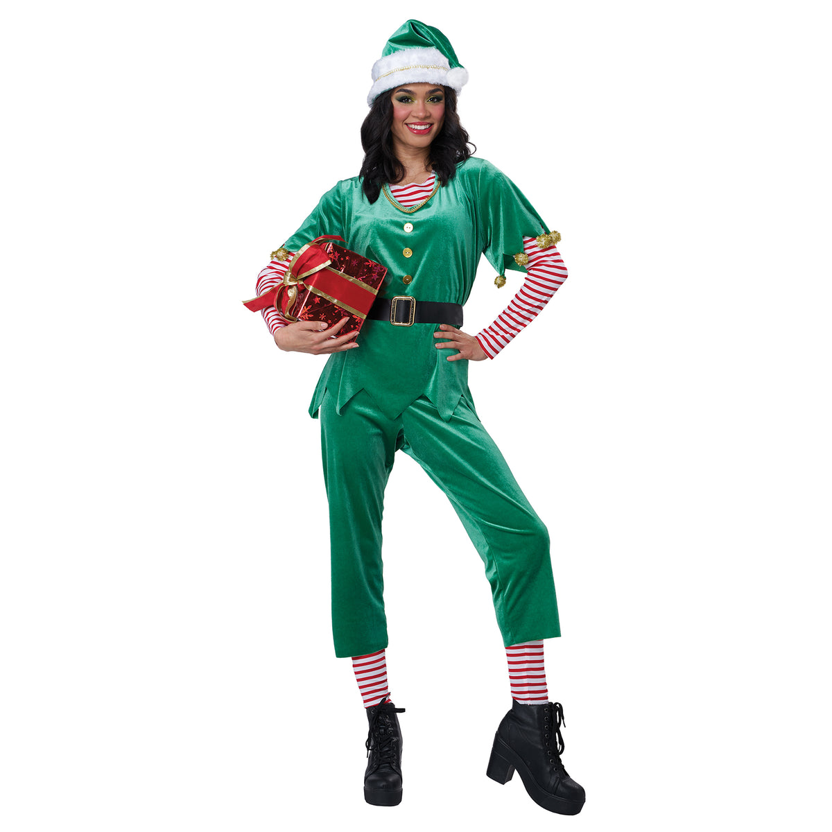 Joyful Christmas Elf Costume for Adults, Tunic, Pants and Hat