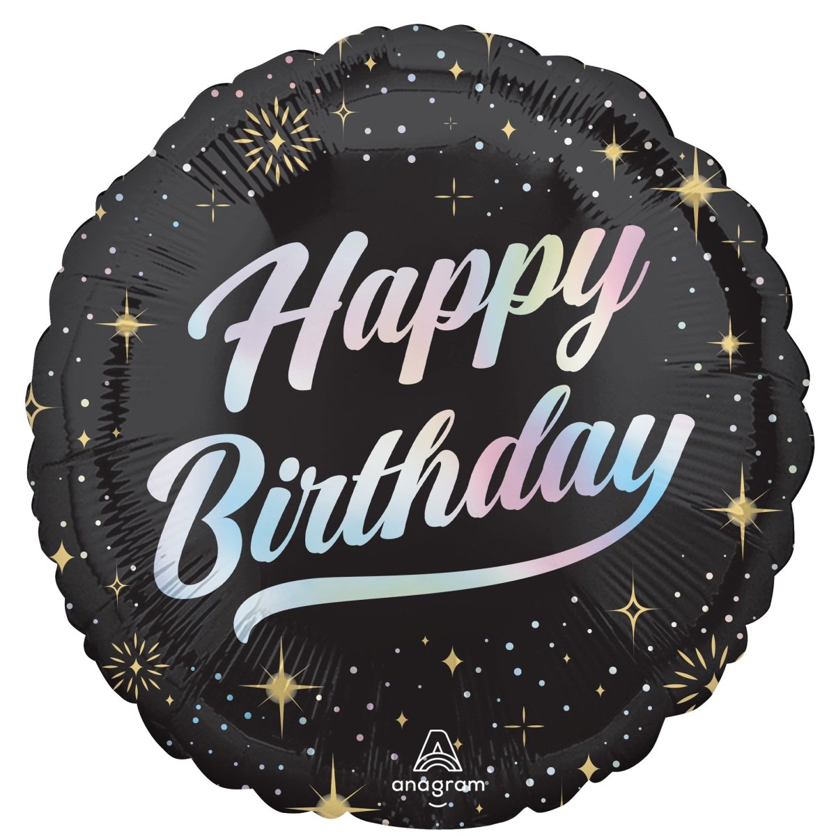 Ballon mylar rond étincelant "Happy Birthday", 18 pouces, 1 unité