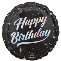 Sparkling "Happy Birthday" Round Foil Balloon, 18 Inches, 1 Count