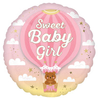 Ballon mylar rond "Sweet Baby Girl", 18 pouces, 1 unité