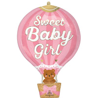 "Sweet Baby Girl" Hot Air Balloon Supershape Foil Balloon, 19 Inches, 1 Count