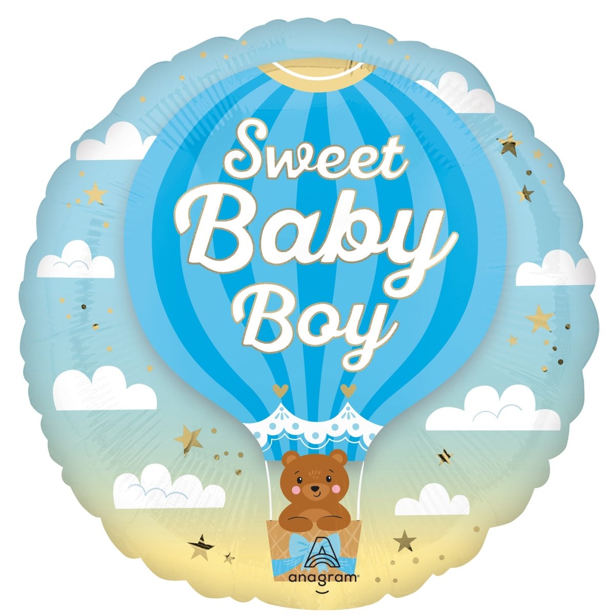 Ballon mylar rond "Sweet Baby Boy", 18 pouces, 1 unité
