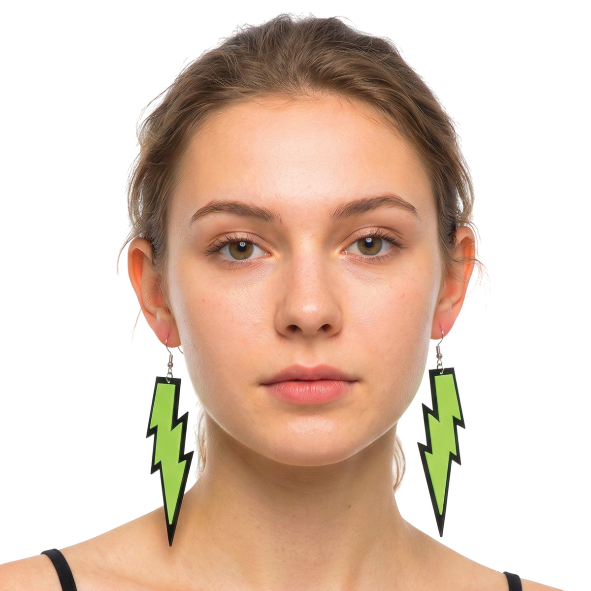 Boucles d'oreilles en éclair vert néon pour adultes