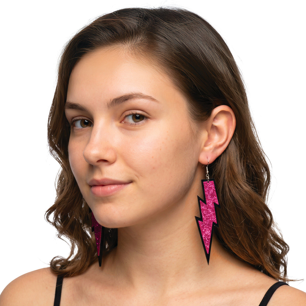 Boucles d'oreilles en éclair rose néon pour adultes
