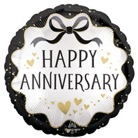 Ballon mylar rond "Happy Anniversary", 18 pouces, 1 unité