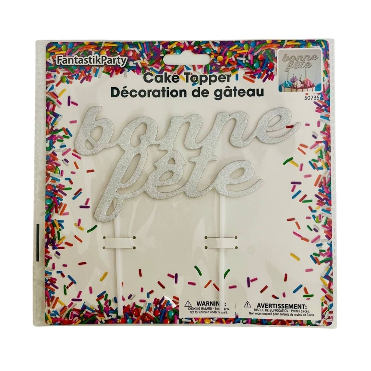 Cake Topper - Bonne Fête - Silver