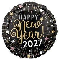 "Happy New Year! 2027" Round Mylar Foil Balloon, 18 Inches, 1 Count