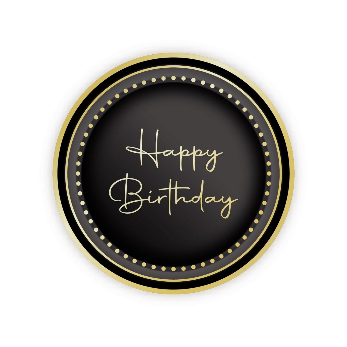Golden Celebration Happy Birthday Small Round Dessert Paper Plates, 7 Inches, 8 Count