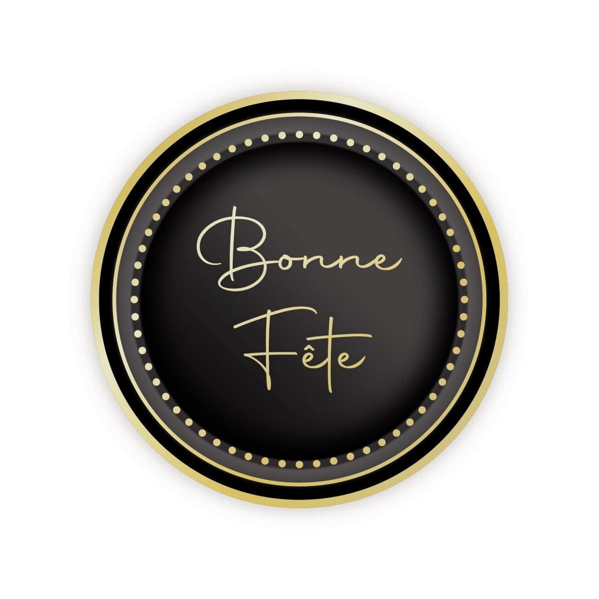 Petites assiettes rondes en papier à dessert Bonne Fête Célébration en Or, 7 pouces, 8 unités
