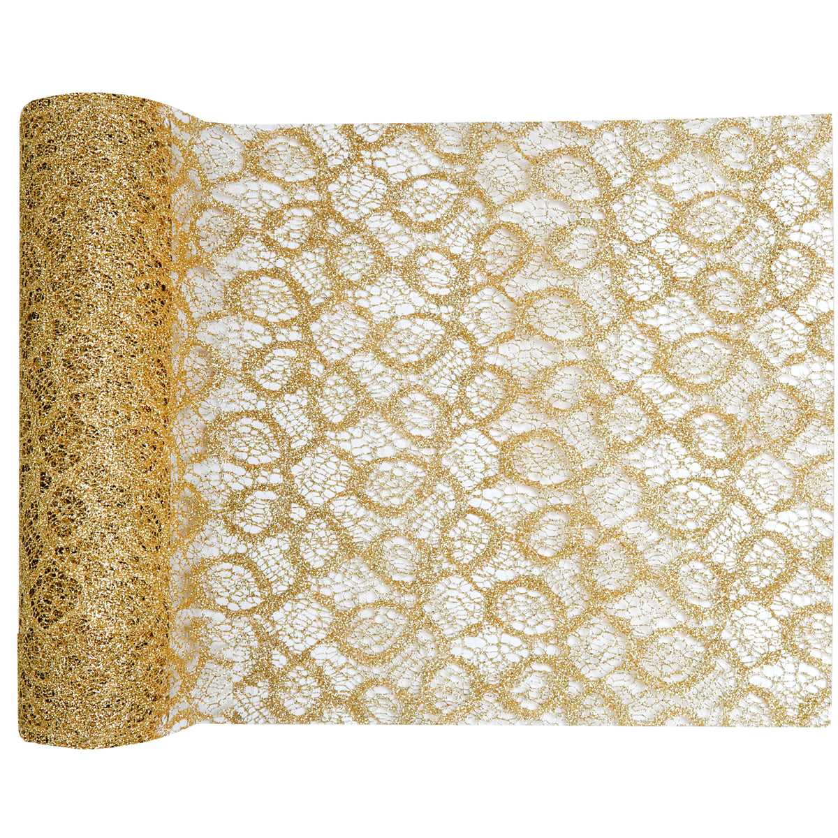 Étoile Filante Rouge - Metallic Lace Table Runner 11 In.