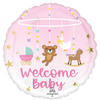 Ballon mylar rond Bienvenue petite fille pour shower de bébé, 18 pouces, 1 unité