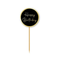 Golden Celebration Happy Birthday Cupcake Toppers, 12 Count