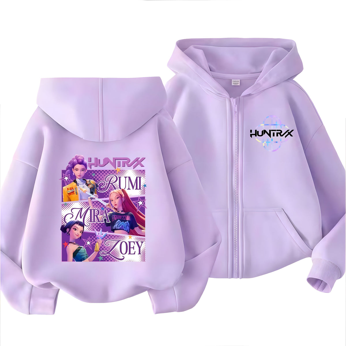 Kpop Anime Huntrix Zip-Up Hoodie for Kids, Demon Hunter Inspired Pop Signer