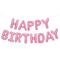 Bannière ballon "Happy Birthday" rose pastel, 16 pouces, 1 unité