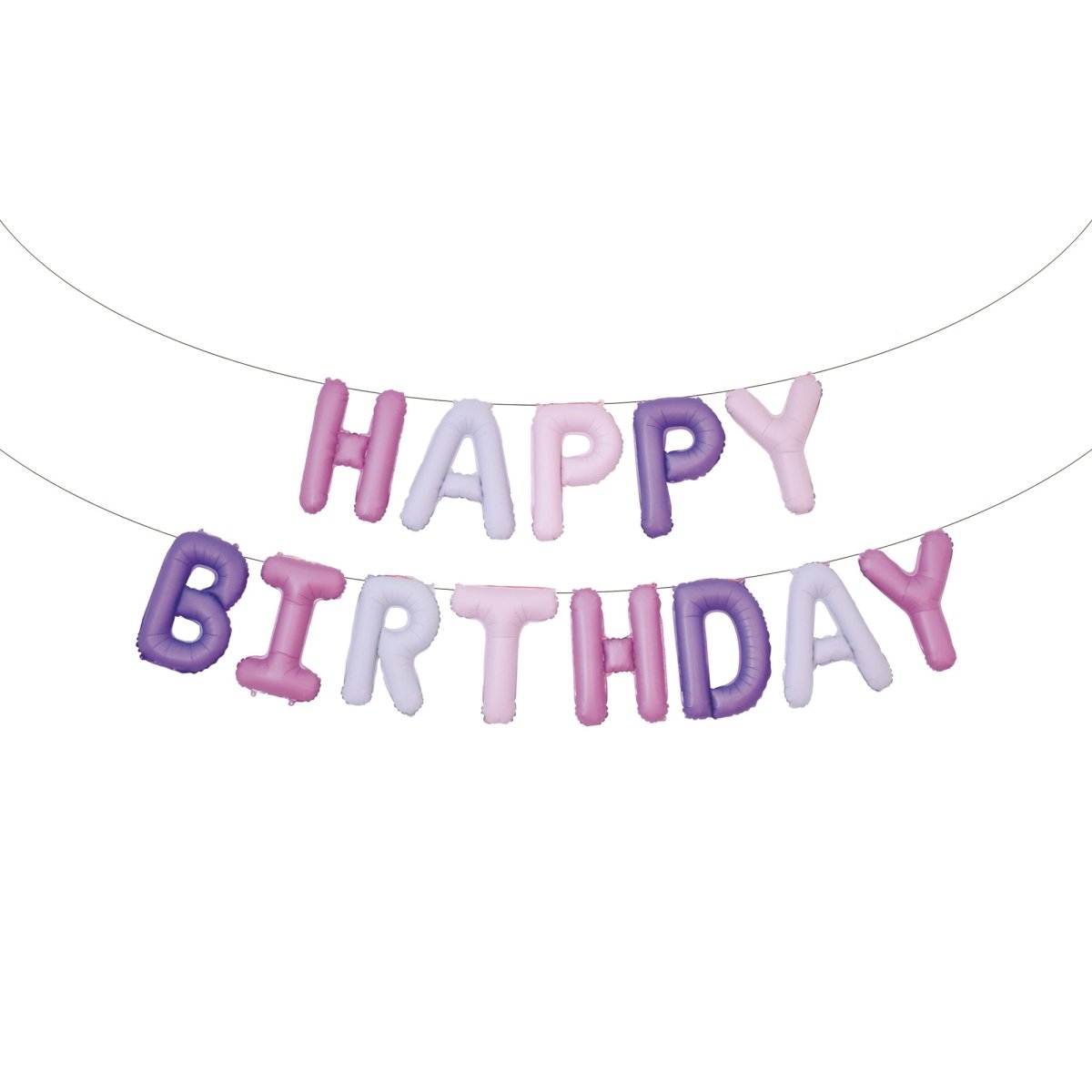 Bannière ballon mylar Happy Birthday rose et mauve, 16 pouces, 1 unité