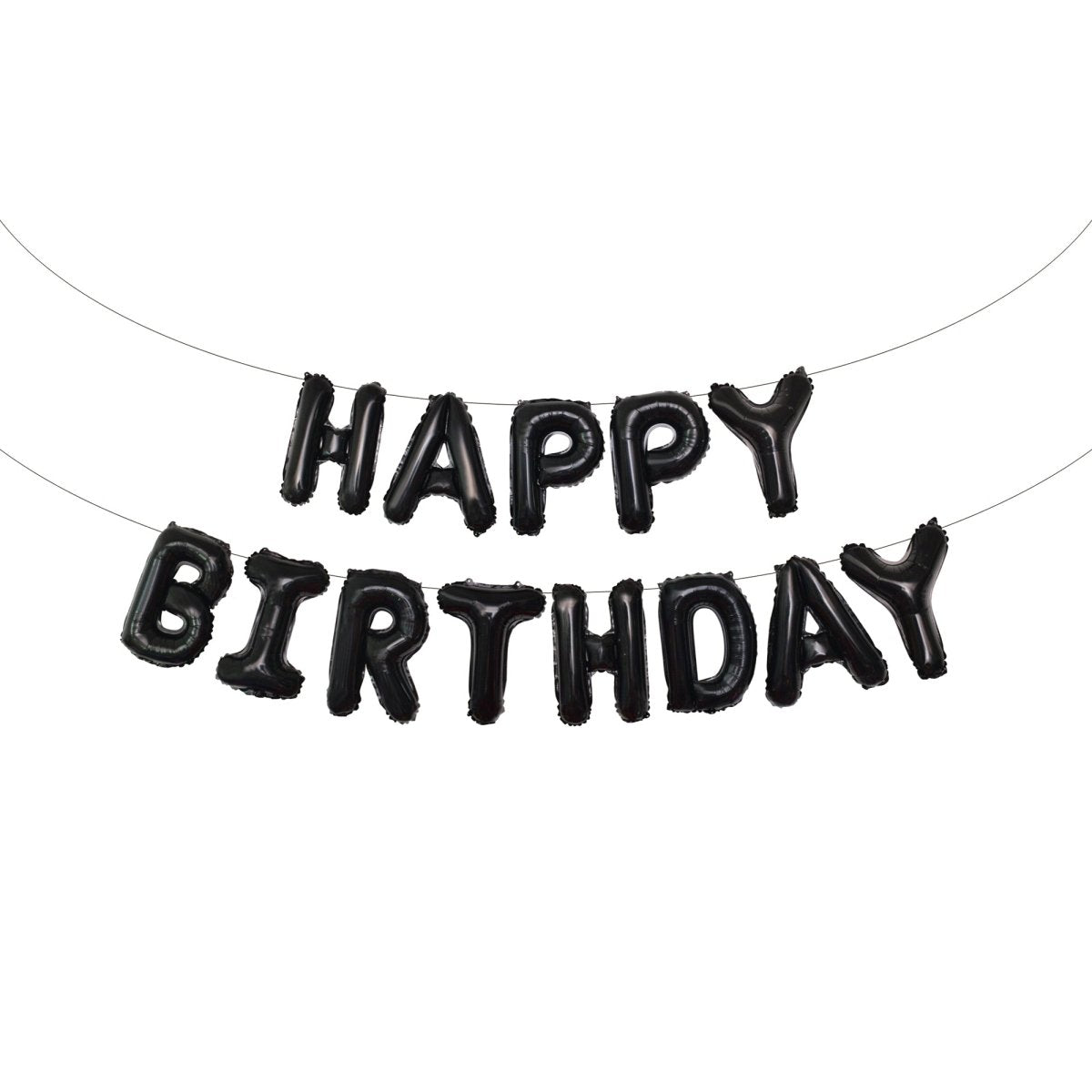 Black Happy Birthday Air-Filled Foil Balloon Banner, 16 Inches, 1 Count