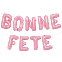 Pastel Pink Bonne Fête Air-Filled Foil Balloon Banner, 16 Inches, 1 Count