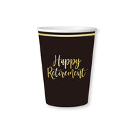 Gold Happy Retirement Paper Cups, 9 Oz, 8 Count