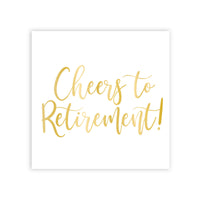 Petites serviettes de table "Happy Retirement" dorées, 16 unités