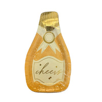 Gold Celebration Large Champagne Shaped Paper Plates, 10 Inches, 8 Count