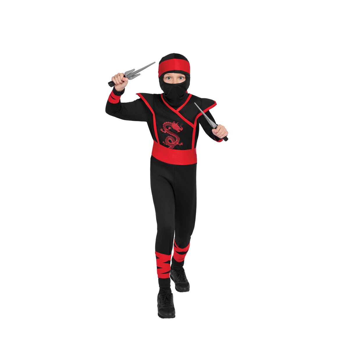 Night Ninja Costume for Kids, Black and Red