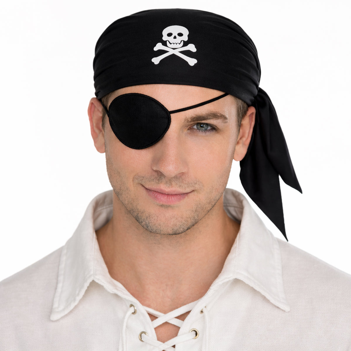 Pirate Black Bandana with Skull for Adults