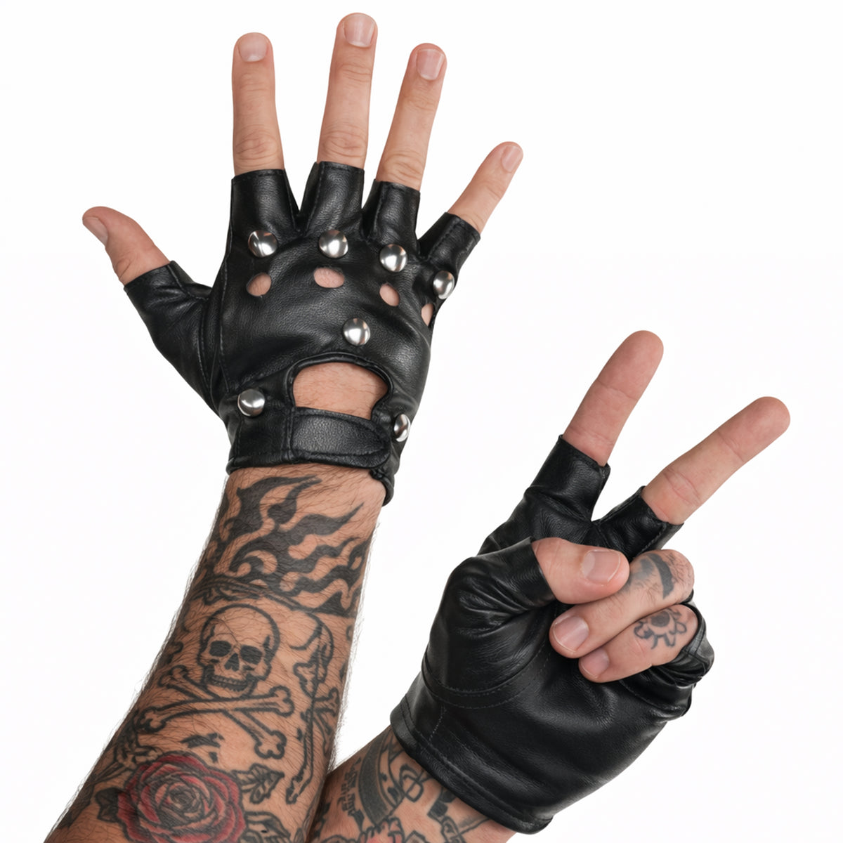 Gants en cuir cloutés pour adultes