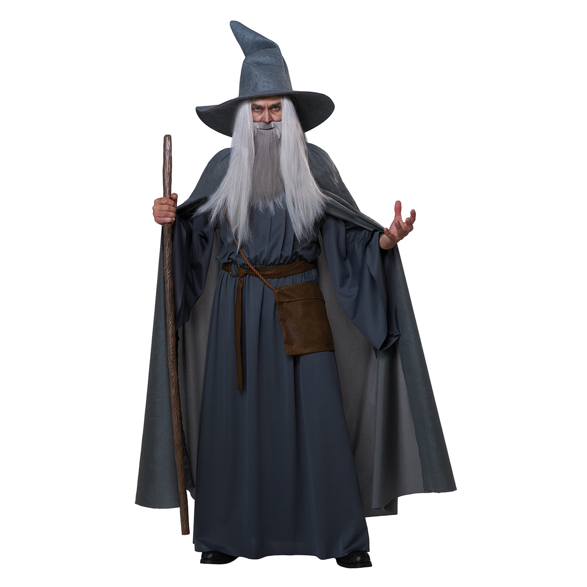 Wandering Wizard Costume for Adults, Robe, Cape, Hat, Beard and Wig