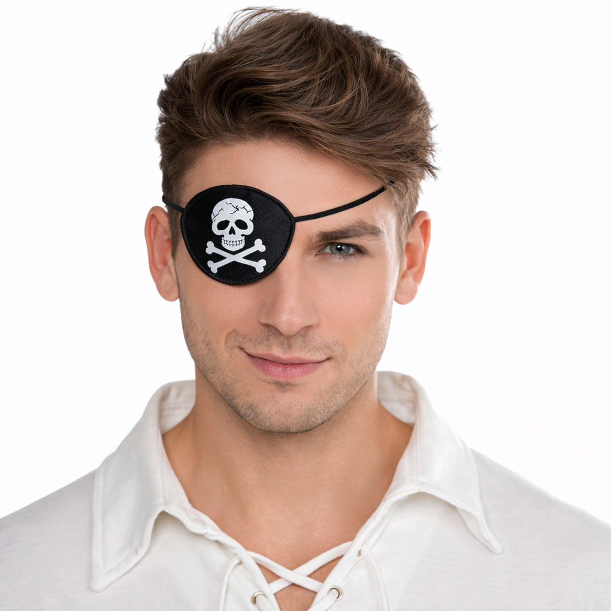 Cache-œil de pirate noir avec crâne pour adultes