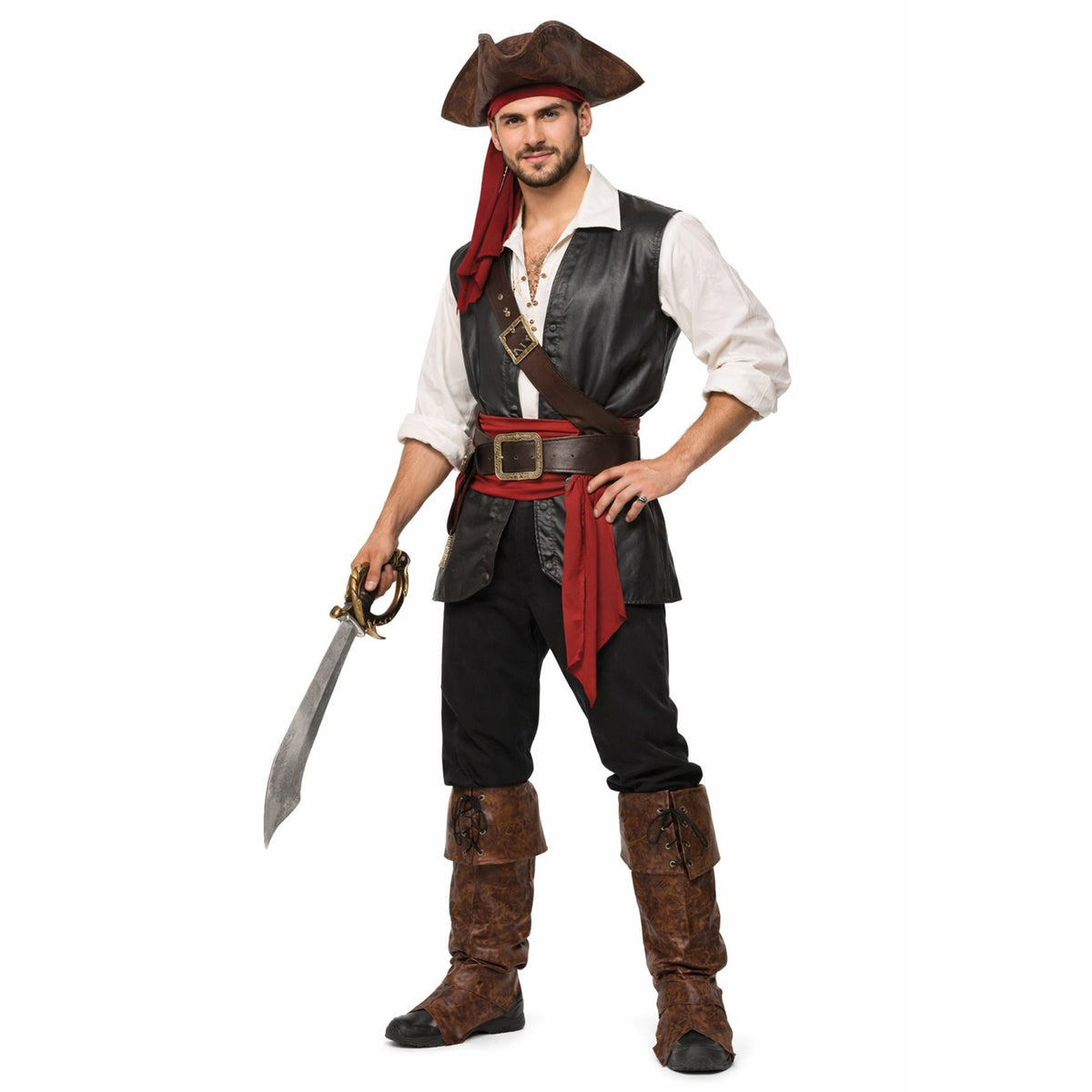 Couvre-bottes de pirate bruns pour adultes