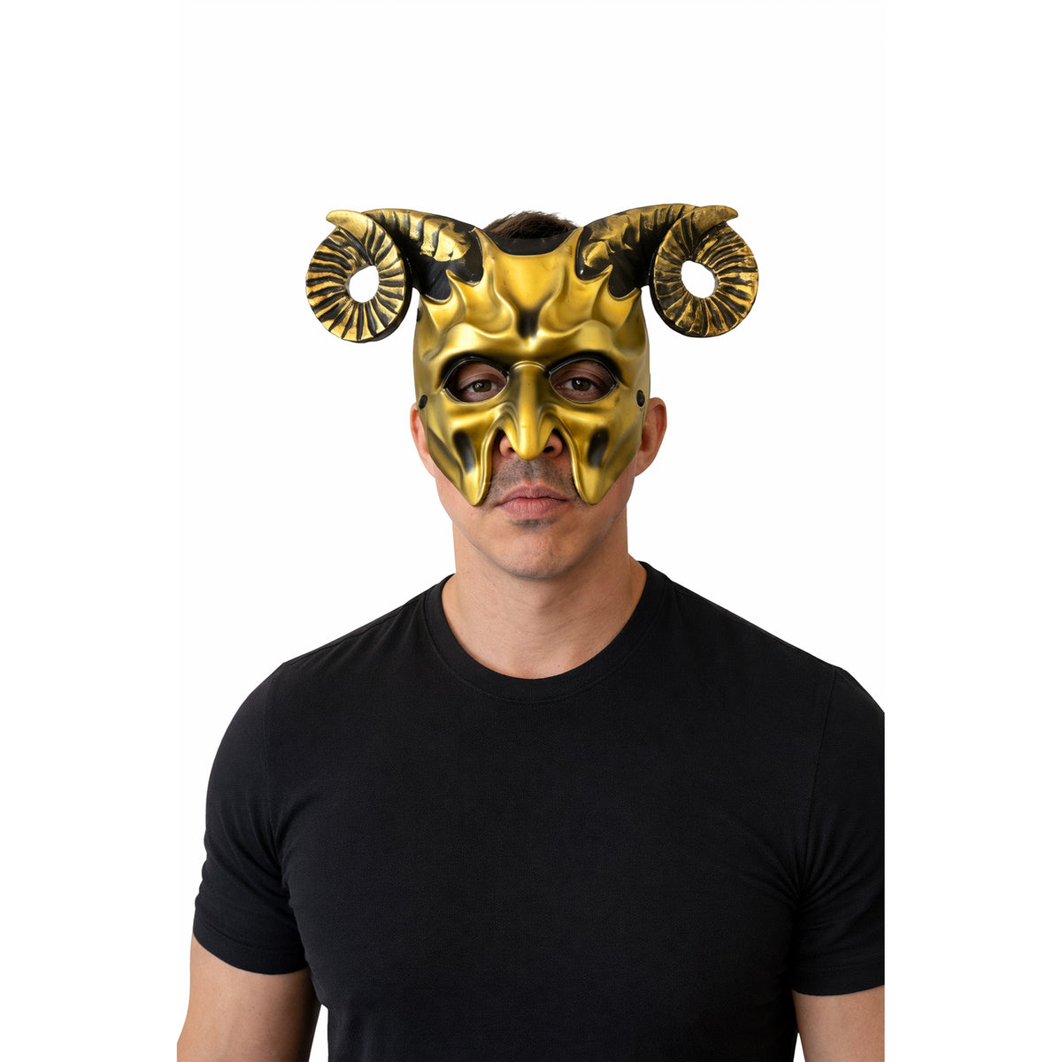 Gold Demon Mask for Adults, Devil Costume Accessories
