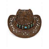 Dark Brown Cowboy Straw Hat for Adults