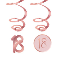 Rosé Celebration 18th Birthday Spiral Hanging Decorations, 6 Count