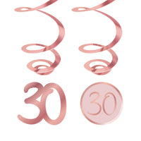 Décorations à suspendre en spirale Célébration rosée pour 30e anniversaire, 6 unités