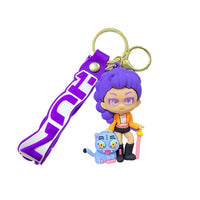 KPop Anime Rumy and Derpy Keychain, Demon Hunters Inspired Pop Signer, 1 Count