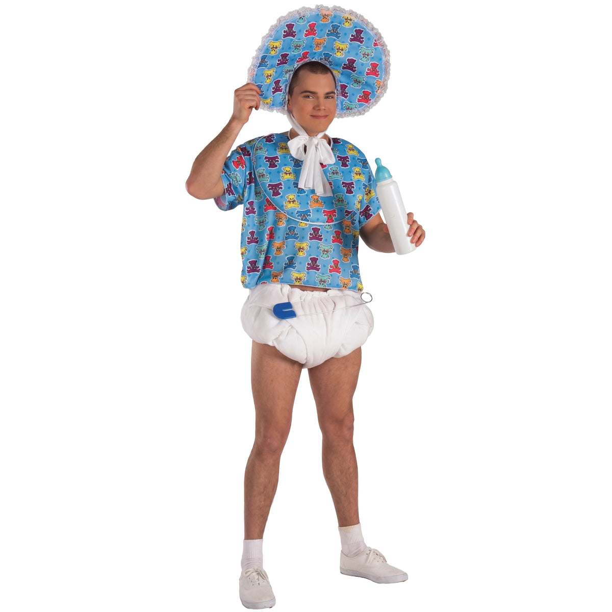 Blue Baby Accessory Kit for Adults, Diaper, Safety Pin and Pacifier