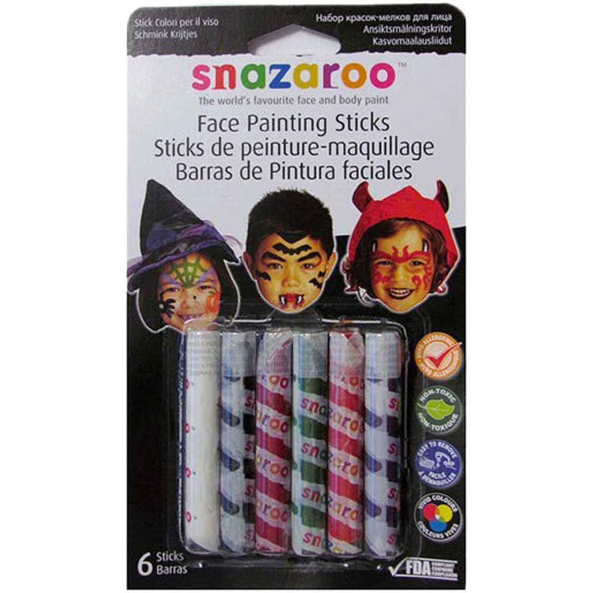 Face Painting Sticks, Halloween Makeup, 6 Count