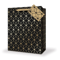 Medium Premium Black and Gold Gift Bag,10 x 12 x 5 Inches, 1 Count