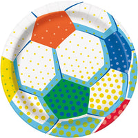 Soccer World Game Large Round Lunch Paper Plates, 9 Inches, 8 Count