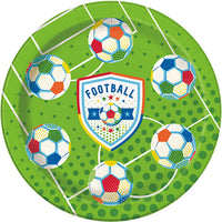 Soccer World Game Small Round Dessert Paper Plates, 7 Inches, 8 Count