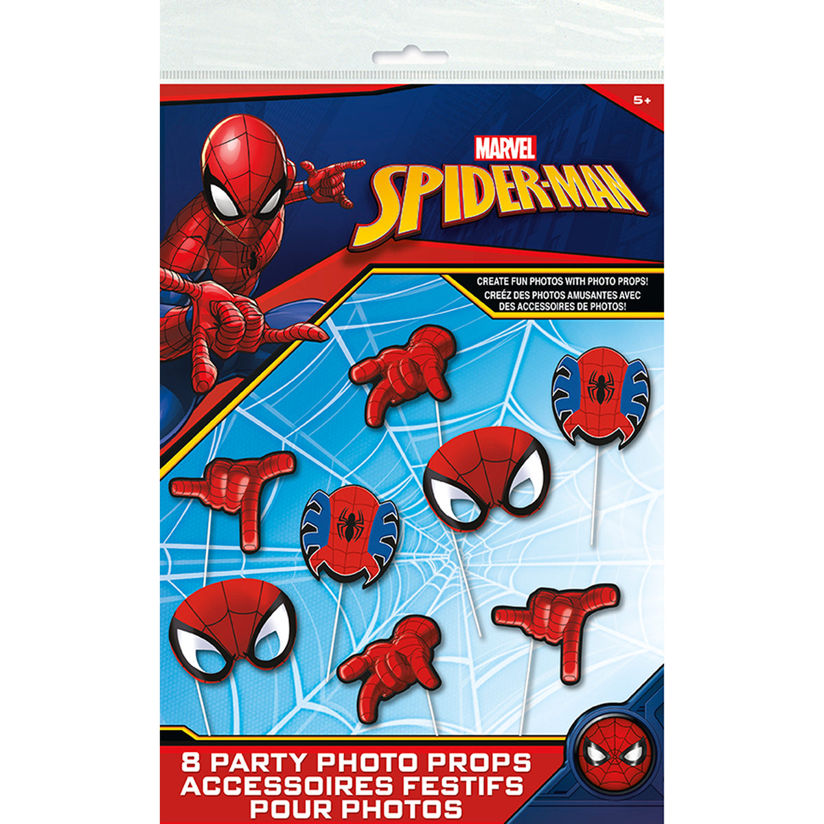 Accessoires de photomaton Spider-Man pour fête d’anniversaire, 8 unités