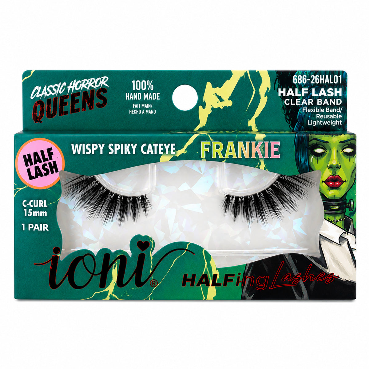 Frankie Wispy Spiky Cateye Half Lash, Classic Horror Queens Eyelashes, 1 Count