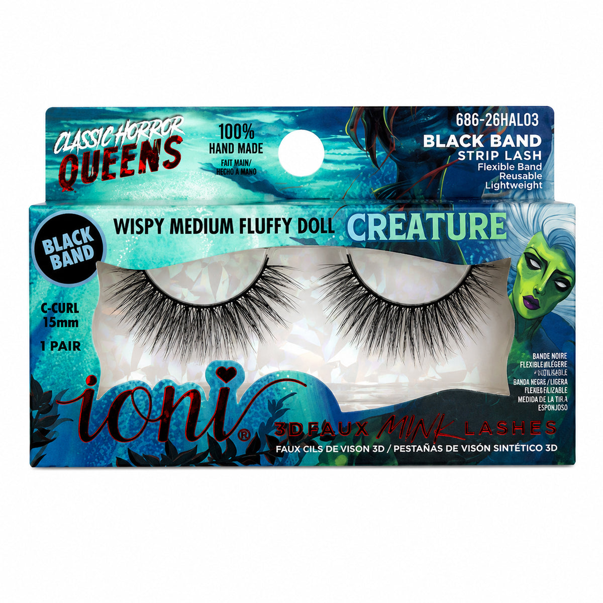 Creature Wispy Medium Fluffy Doll Eyelashes, Classic Horror Queens Eyelashes, 1 Count