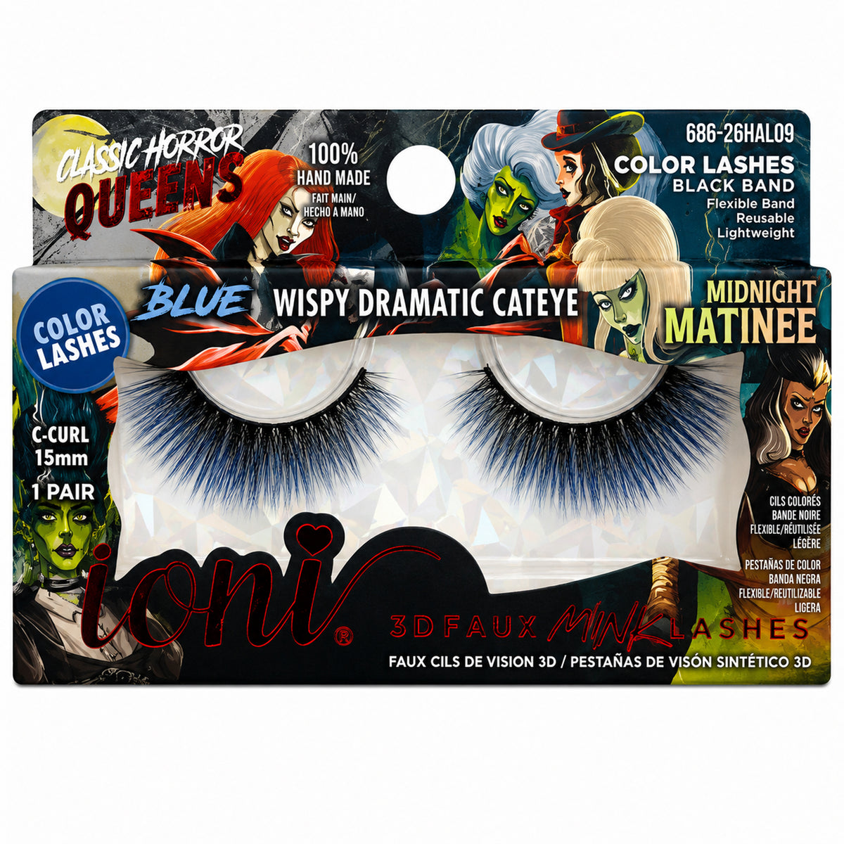 Midnight Matinee Blue Wispy Dramatic Cateye Eyelashes, Classic Horror Queens Eyelashes, 1 Count