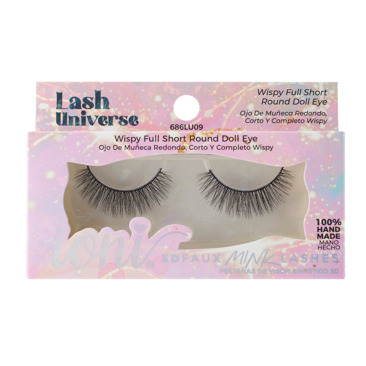 Wispy Full Short Round Doll Eye Eyelashes, Lash Universe Eyelashes, 1 Count