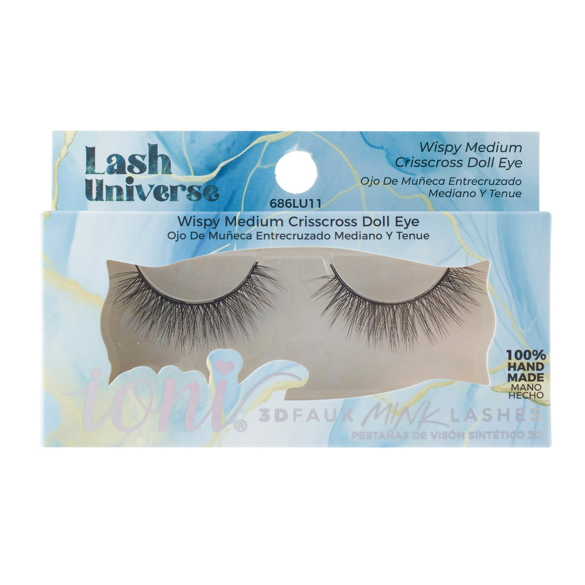 Wispy Medium Crisscross Doll Eye Eyelashes, Lash Universe Eyelashes, 1 Count