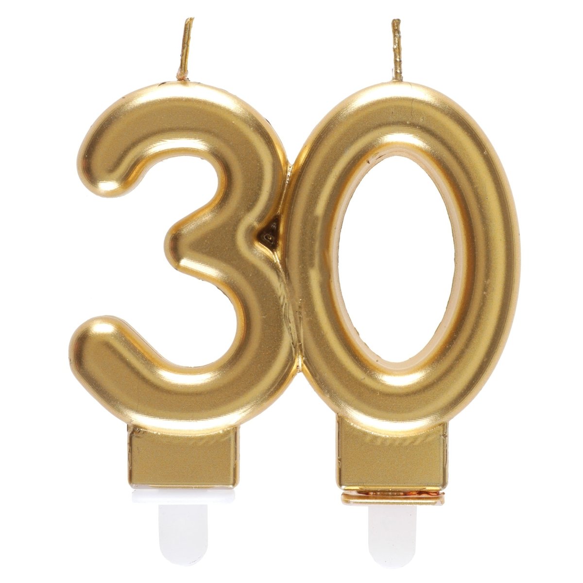 Chandelle dorée numéro 30 pour gâteau d'anniversaire, 1 unité