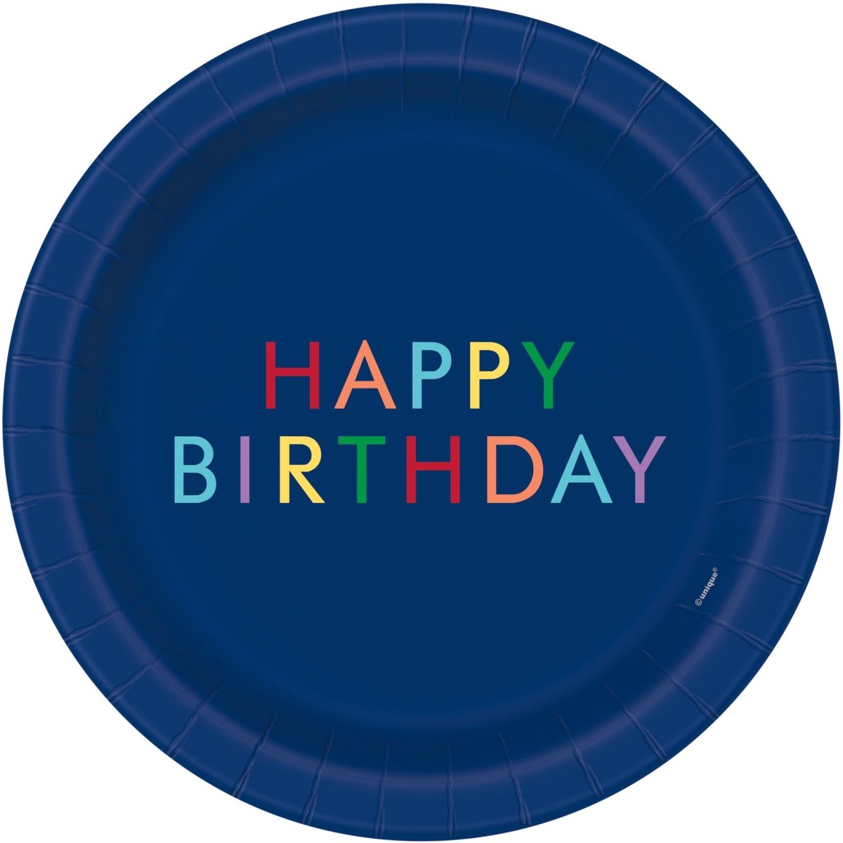 Simple Birthday Large Round Lunch Paper Plates, 9 Inches, 8 Count