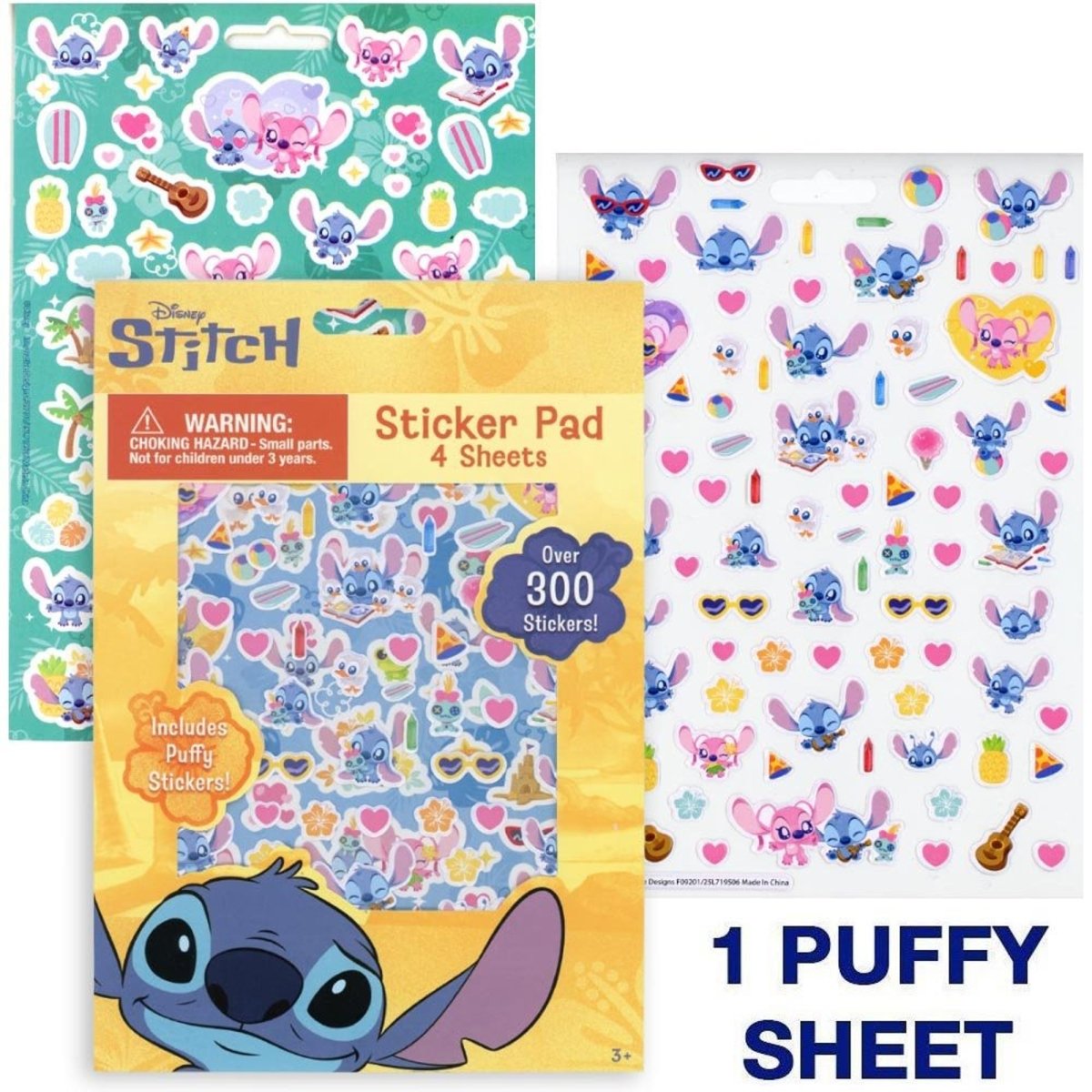 Livre d'autocollants de Stitch Kawaii, Disney, 4 feuilles, 300 unités